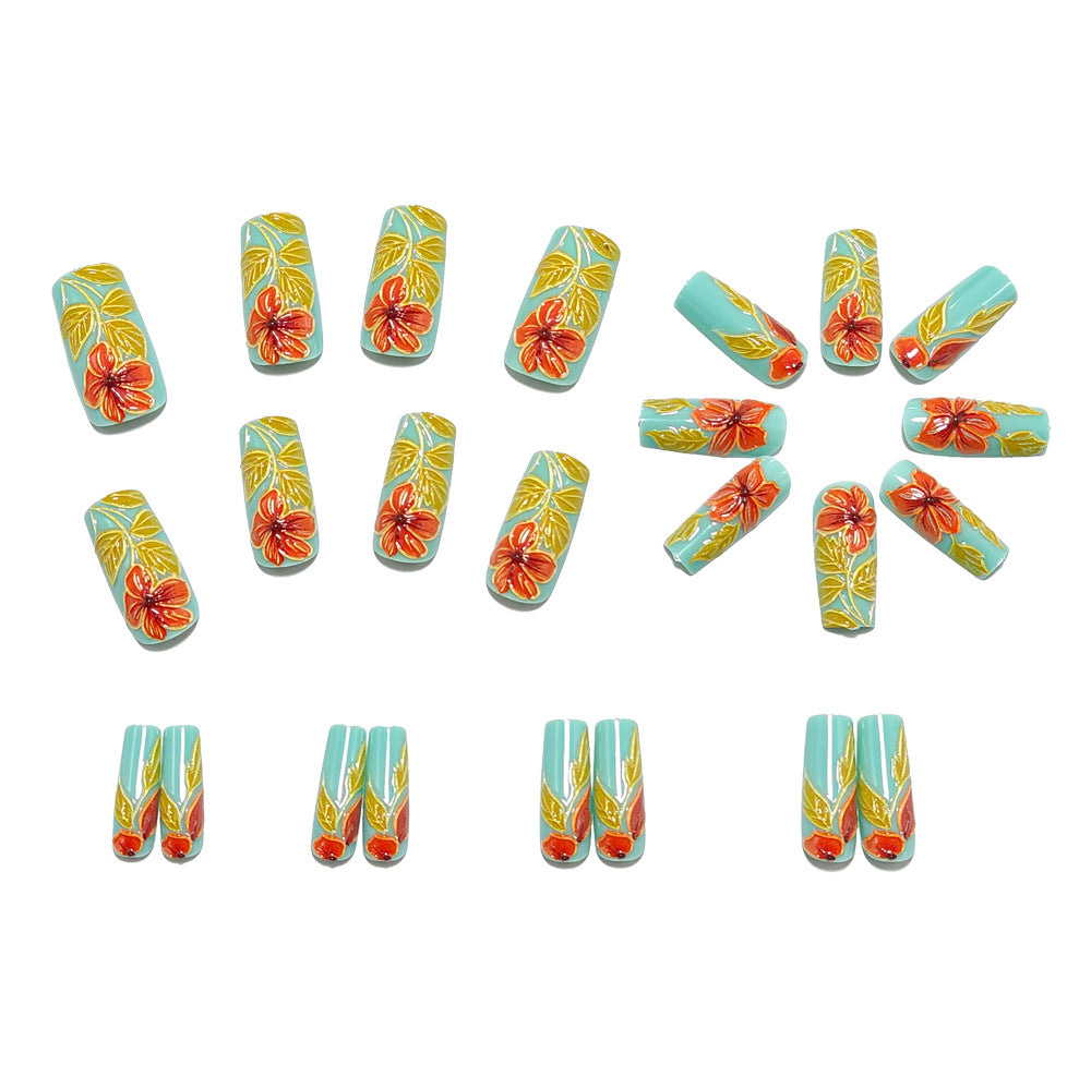 Artificial nails with elegant 3D flower design Bowlift