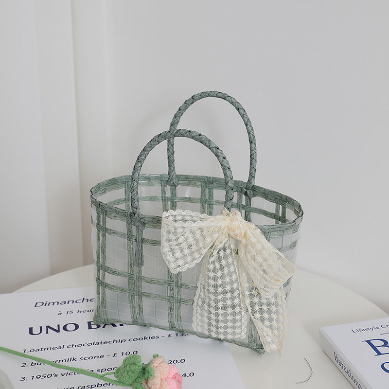 Handcrafted basket bag with elegant bow applique Bowlift