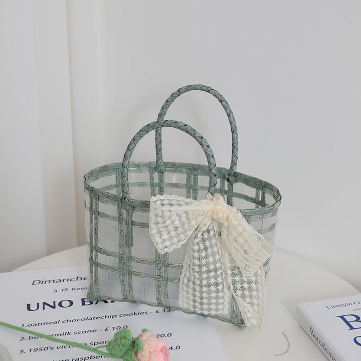 Handcrafted basket bag with elegant bow applique Bowlift