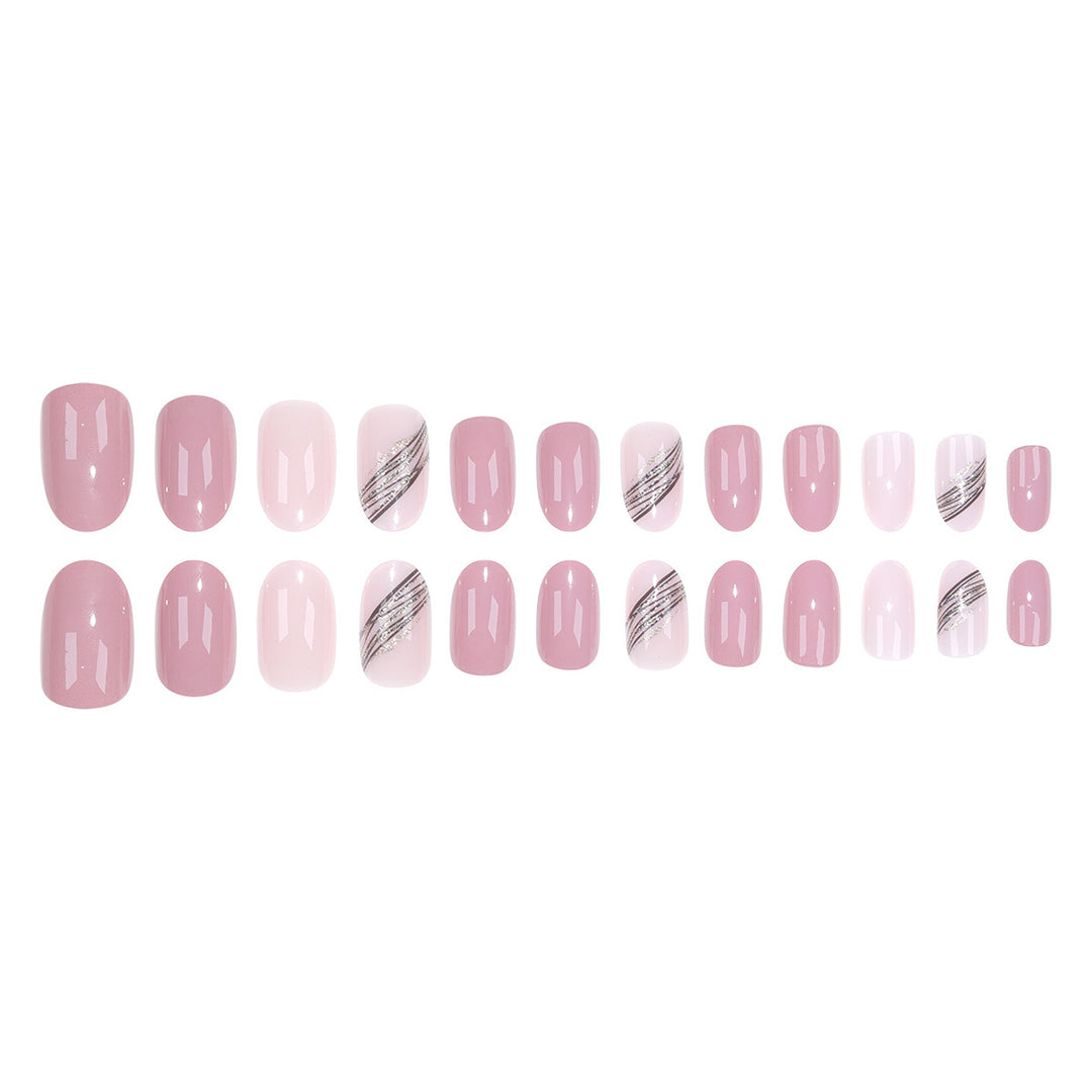 Elegant Long Almond-Shaped Press-On Nails with Gold Accents Bowlift