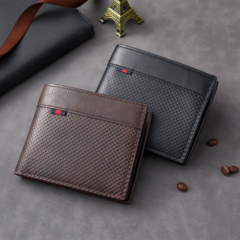 Textured Bi-Fold Leather Wallet Bowlift