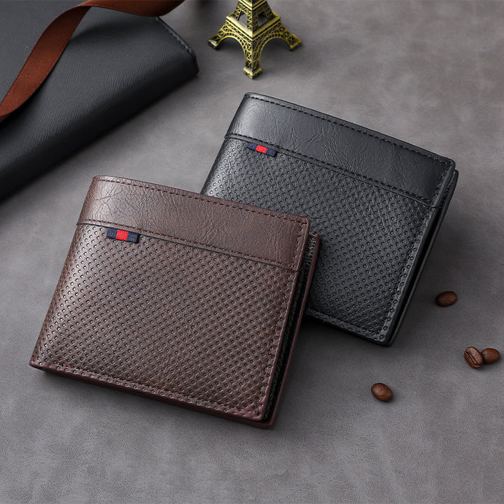 Textured Bi-Fold Leather Wallet Bowlift