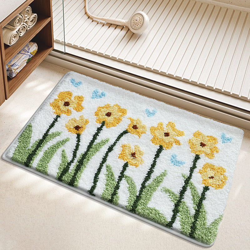 Textured Floral Bath Mat Bowlift