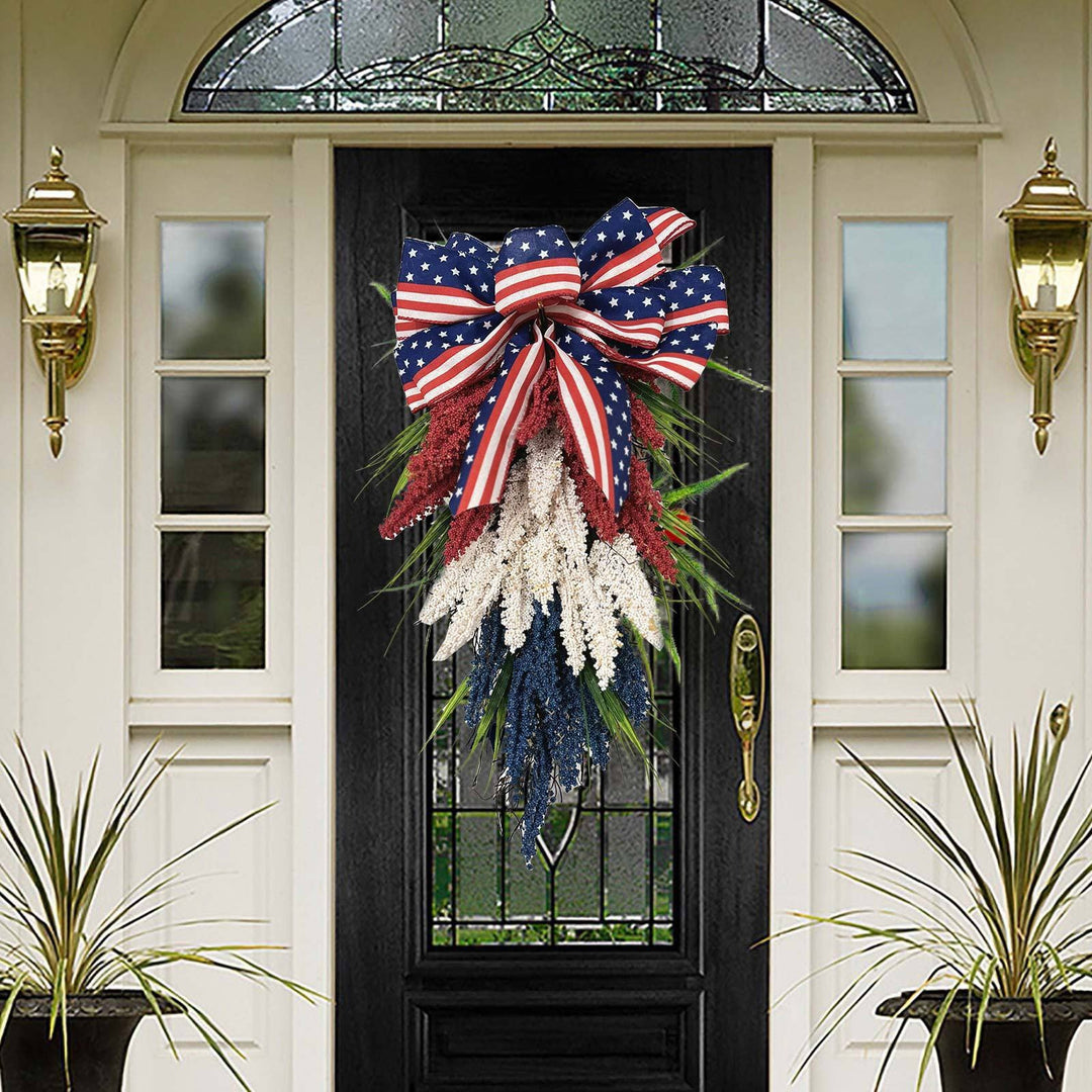 Unisex nan more patriotic door decoration swag with bow and intricate berry branches Bowlift