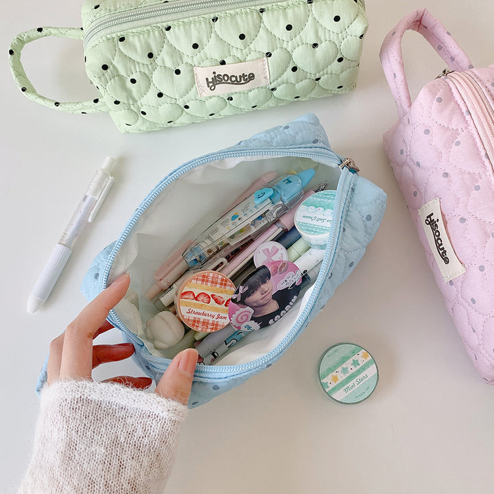 Quilted Heart-Shaped Pencil Case Bowlift
