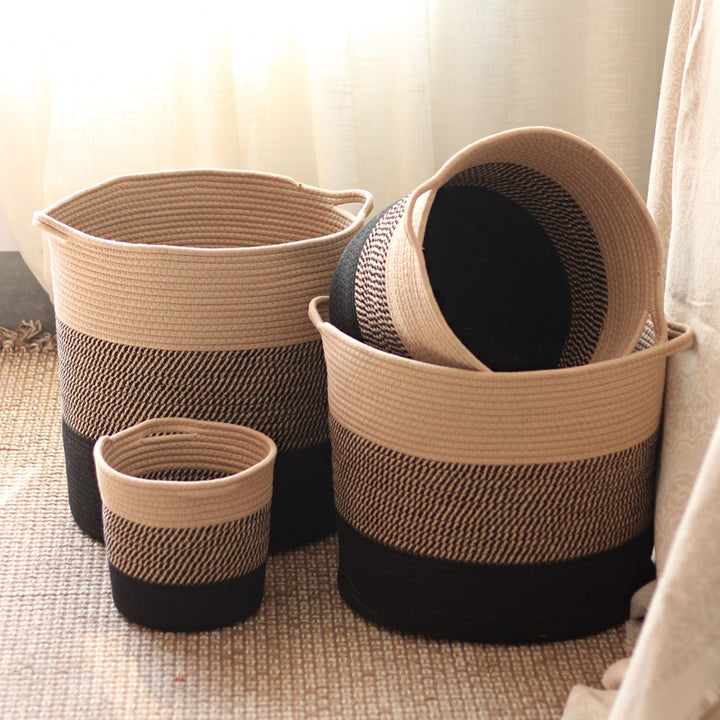 Modern storage basket with gray knit pattern Bowlift