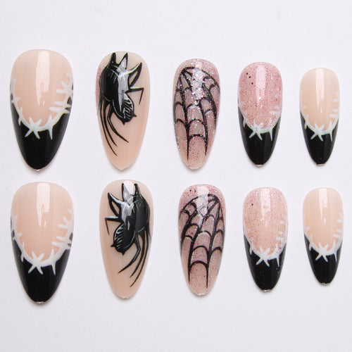 Creative nail art set with spider and web design Bowlift
