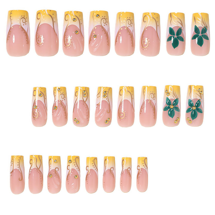 Elegant Floral Nail Art Extensions Bowlift
