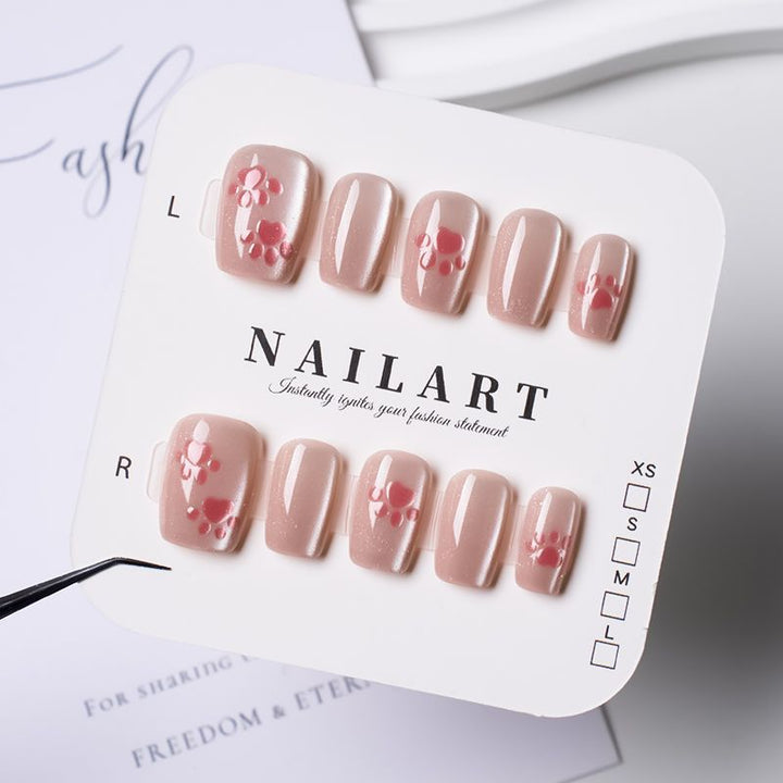 Artistic Press-On Nail Set with Cute Character Designs Bowlift