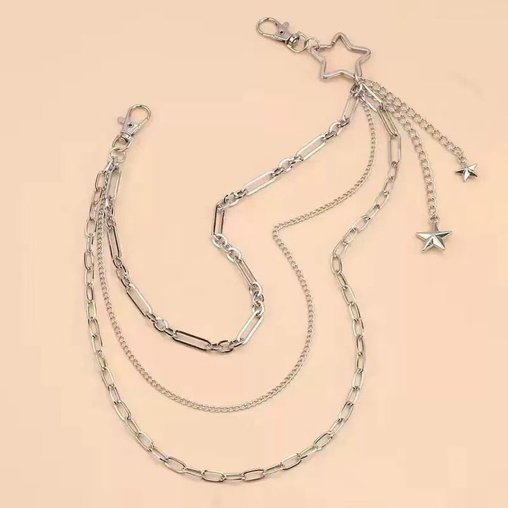 Fashionable chain belt with sparkling star pendant Bowlift