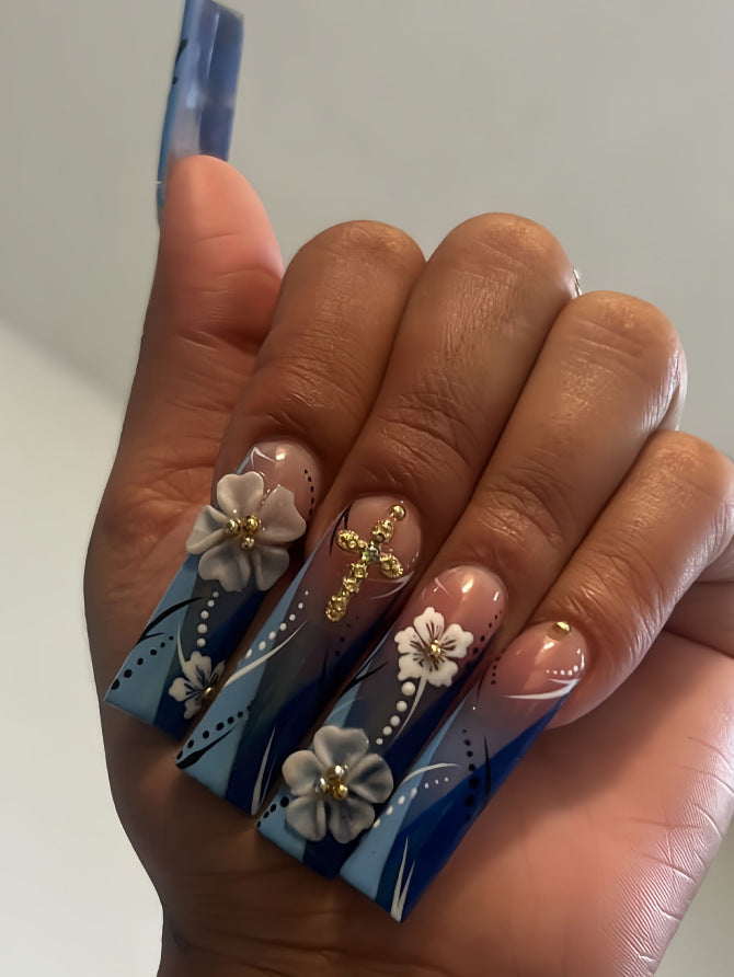 Decorative Long Press-On Nail Extensions Bowlift