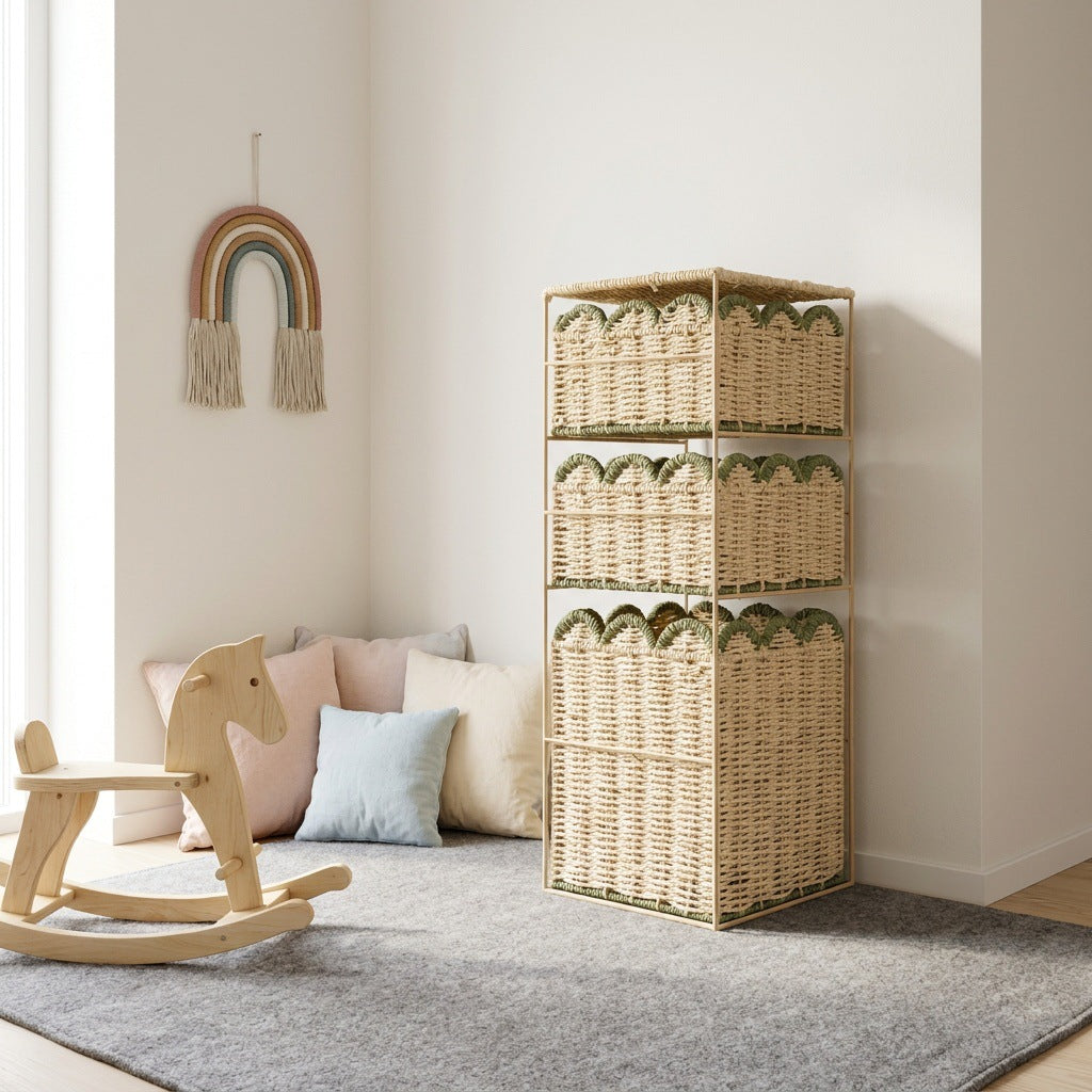 Stylish storage system with woven baskets Bowlift