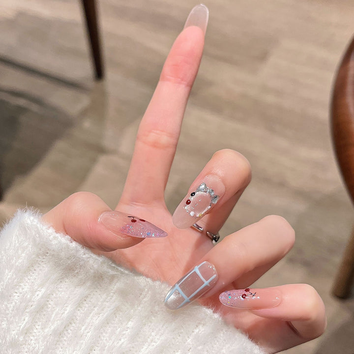 Artistic Press-On Nail Set Bowlift