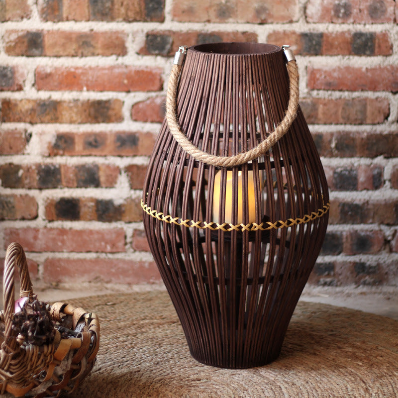 Stylish lantern made of rattan with wooden frame Bowlift