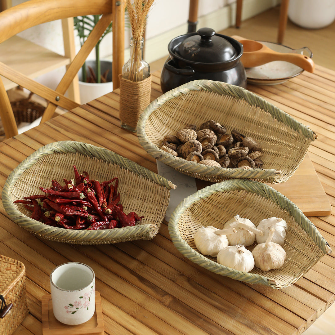 Oval Handwoven Storage Basket Bowlift