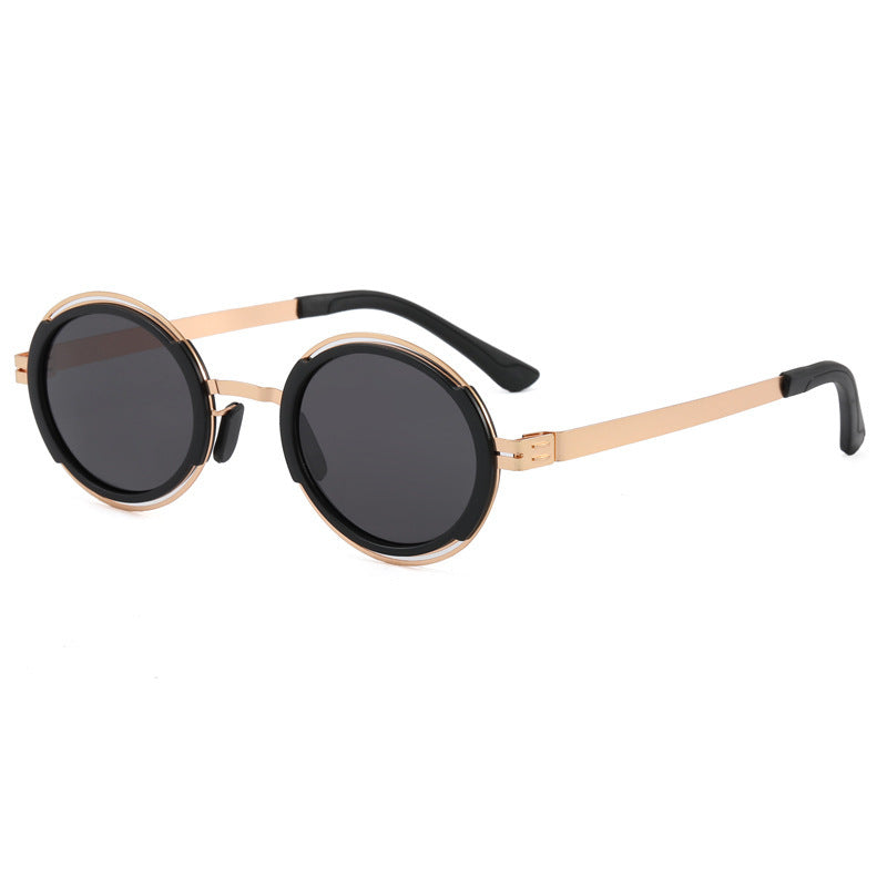 Women's fashionable round sunglasses with elegant metal frame Bowlift