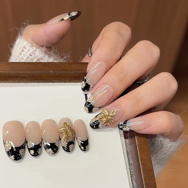Elegant Floral Press-On Nail Art Bowlift