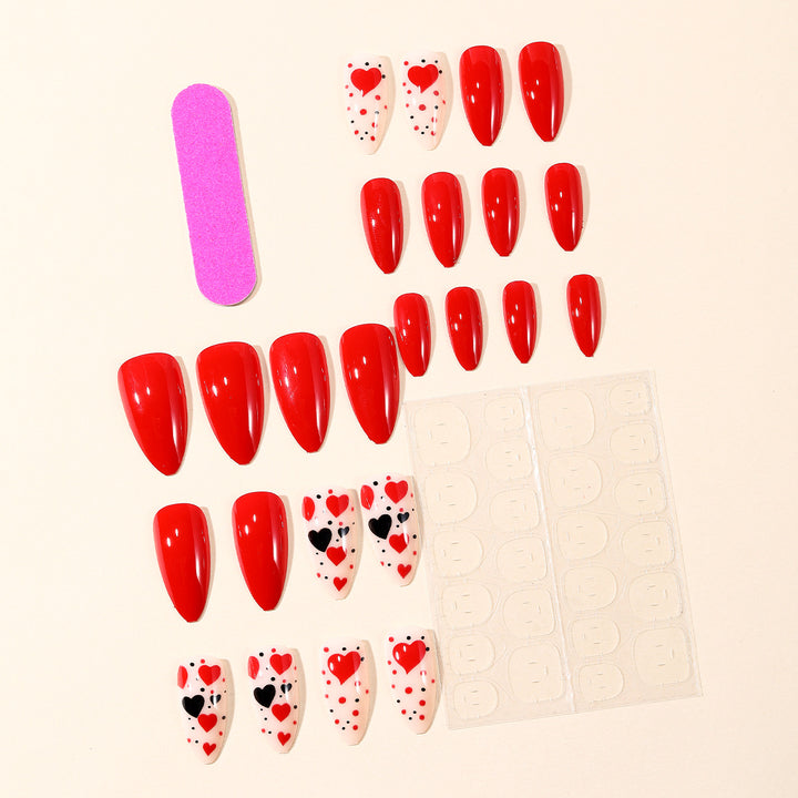 Heart-Themed Press-On Nail Art Set Bowlift