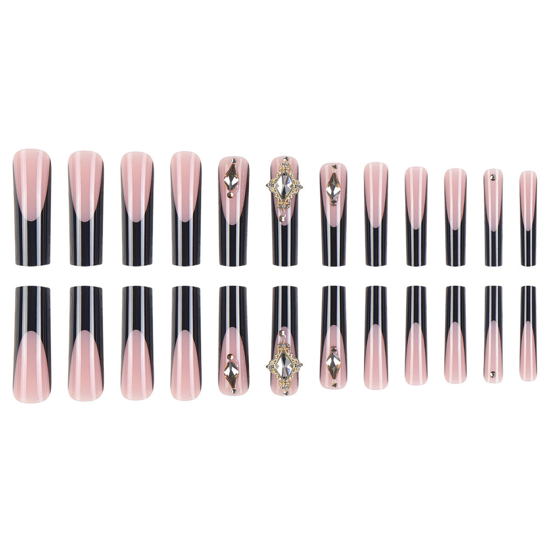 Elegant Stiletto Press-On Nail Extensions with Decorative Gems Bowlift
