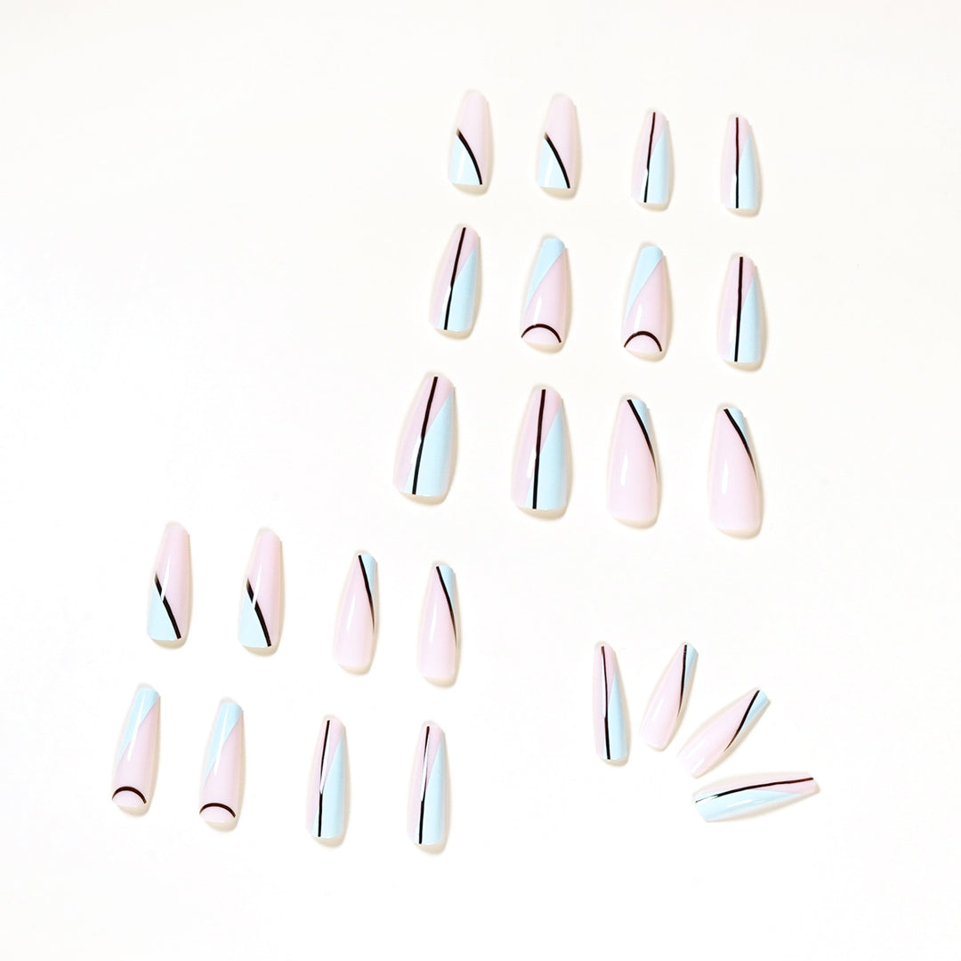 Artistic acrylic nails with geometric design Bowlift