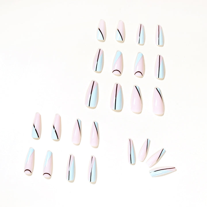 Artistic acrylic nails with geometric design Bowlift