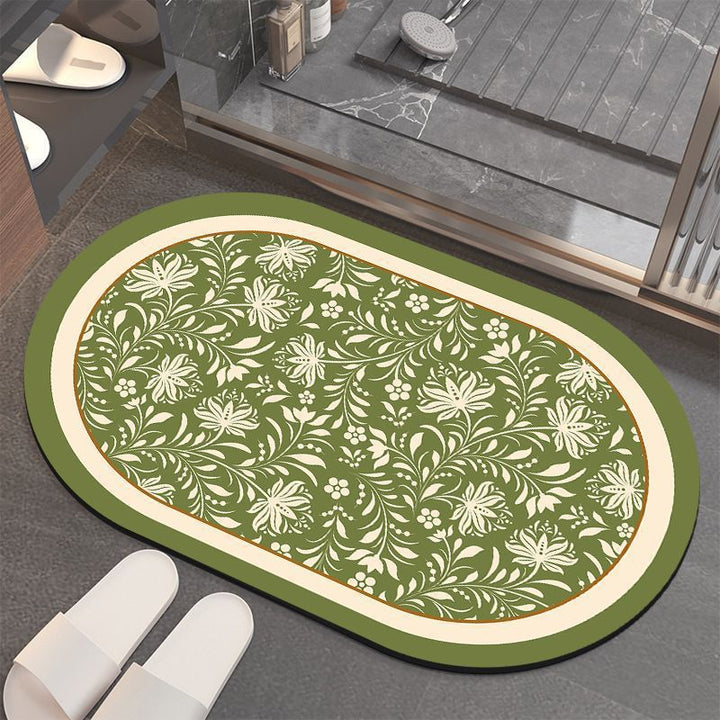 Floral-Patterned Memory Foam Bathroom Mat