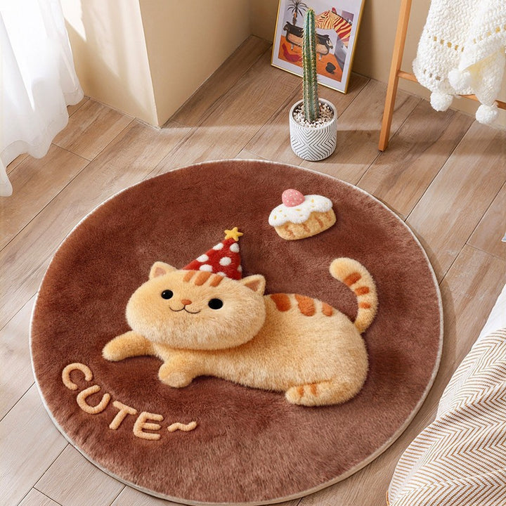 Cat-Themed Round Area Rug