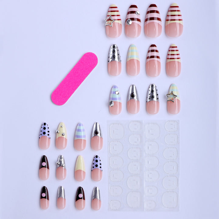 Artificial nails with creative design and sparkling accents Bowlift