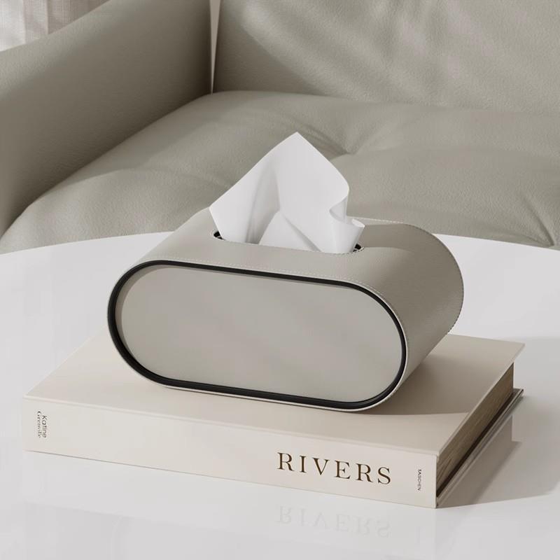 TissuLuxe Oval – Leather Kleenex Box Cover for Living Room, Car & Office | Bowlift