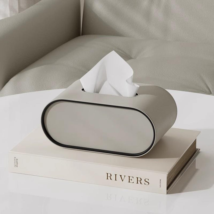 TissuLuxe Oval – Leather Kleenex Box Cover for Living Room, Car & Office | Bowlift