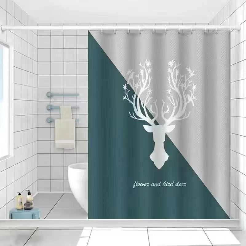 Artistic Deer-Themed Shower Curtain Bowlift
