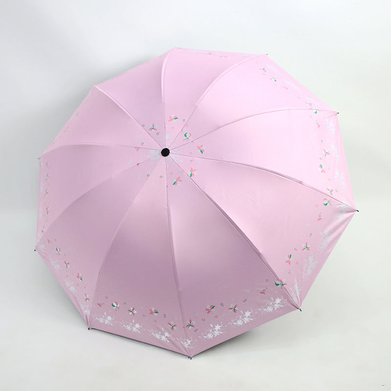 Women's Foldable Umbrella with Floral Patterns Bowlift