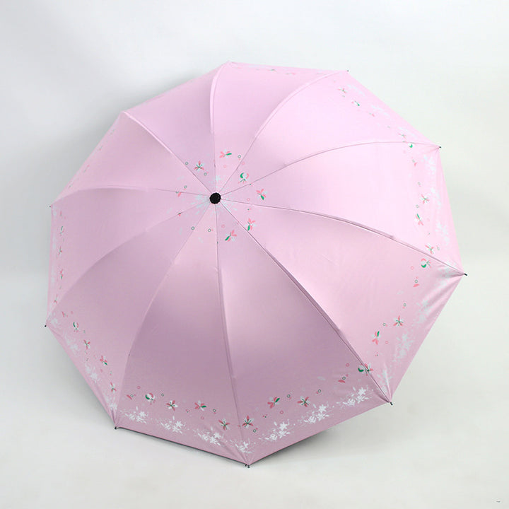 Women's Foldable Umbrella with Floral Patterns Bowlift