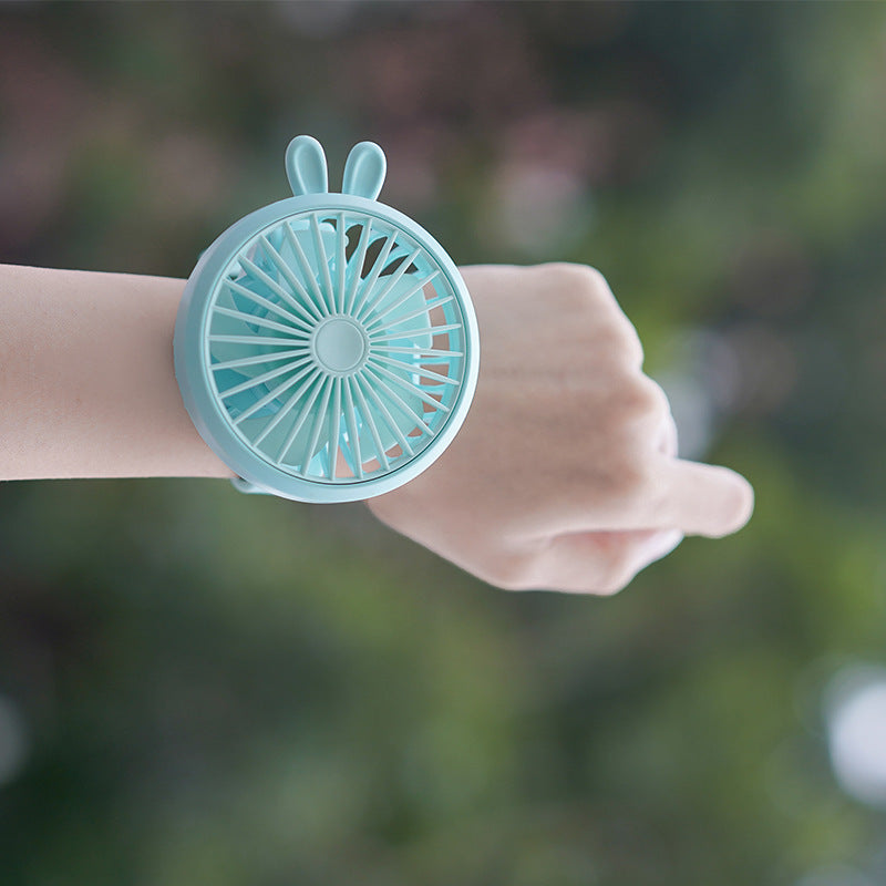 Unisex Portable Hand Fan with Integrated Wristband and Flexible Tilt Bowlift