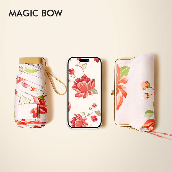 Ladies floral folding umbrella with innovative carrying bag Bowlift