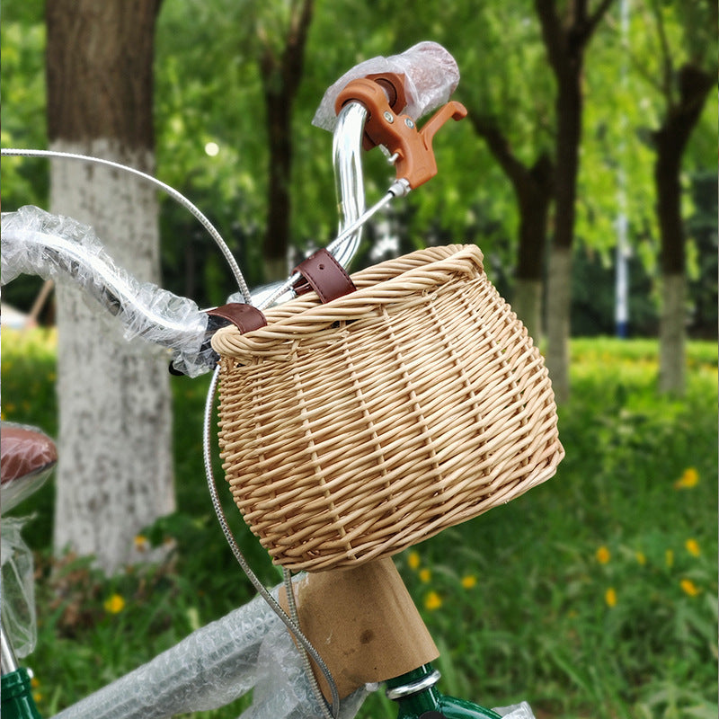 Women's Handmade Bicycle Basket with Leather Handles Bowlift