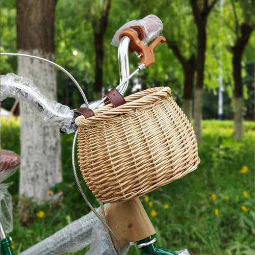 Women's Handmade Bicycle Basket with Leather Handles Bowlift