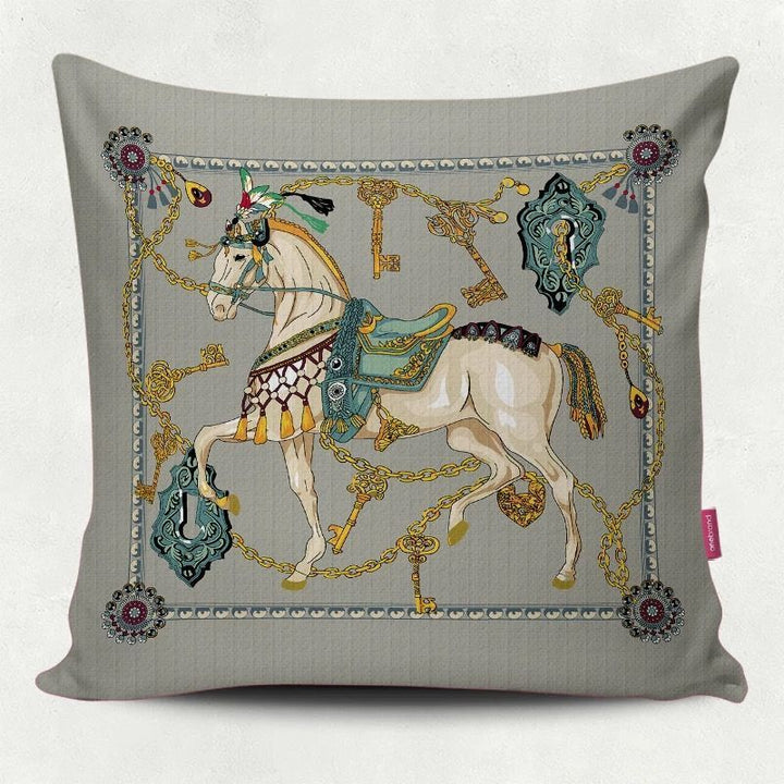 Decorative Horse-Themed Throw Pillow