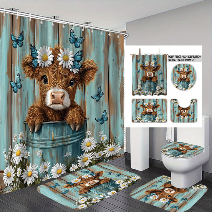 Cute Cow-Themed Digital Bathroom Set Bowlift