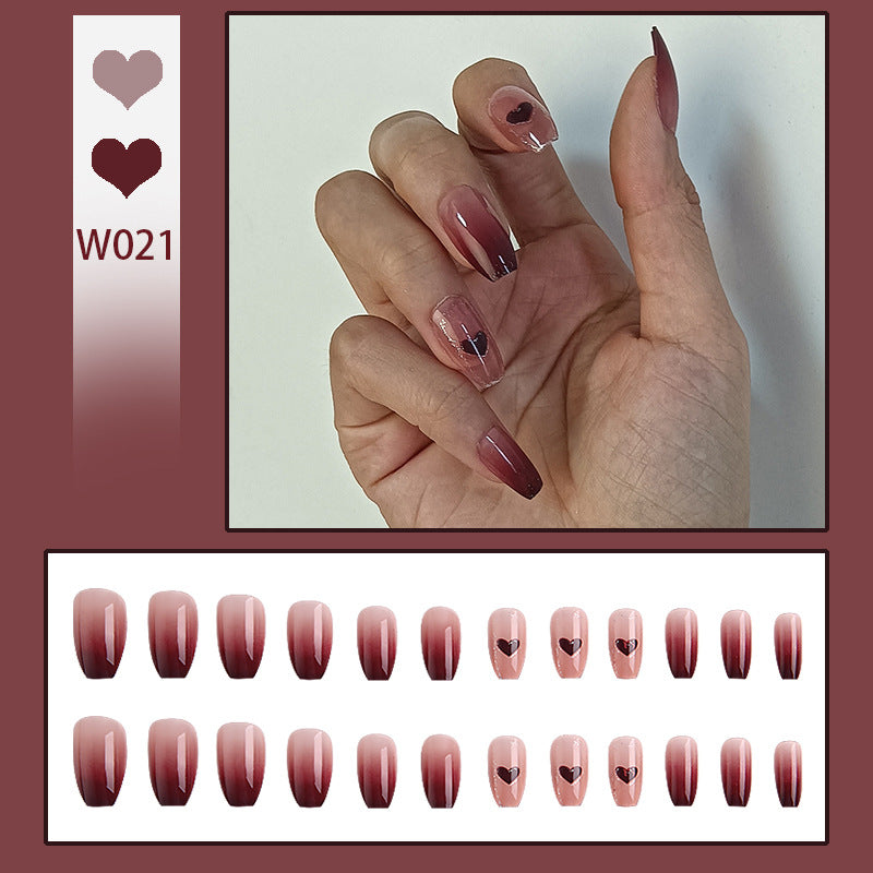 Artistic Ombre Nails with Hearts Bowlift