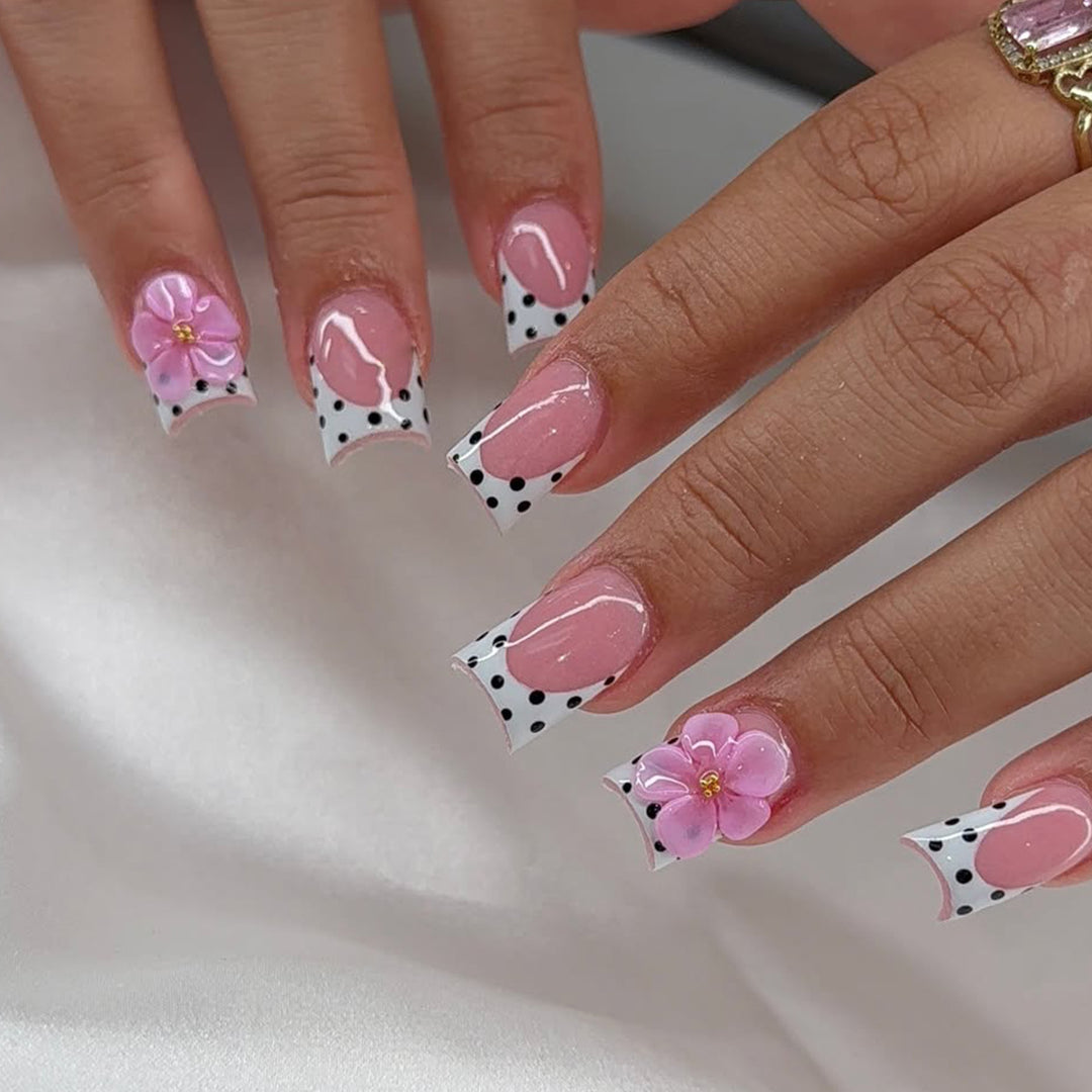 Floral Accent Gel Nail Extensions Bowlift