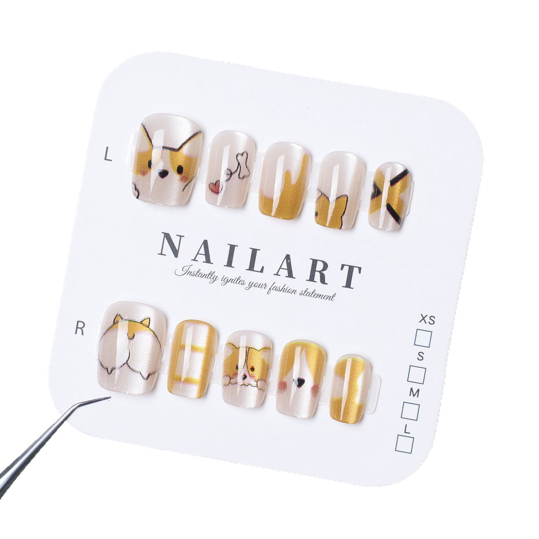 Cute Artistic Press-On Nail Set Bowlift
