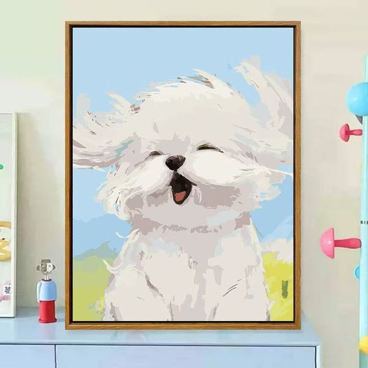 Cute Dog-Themed Decorative Canvas Art Bowlift