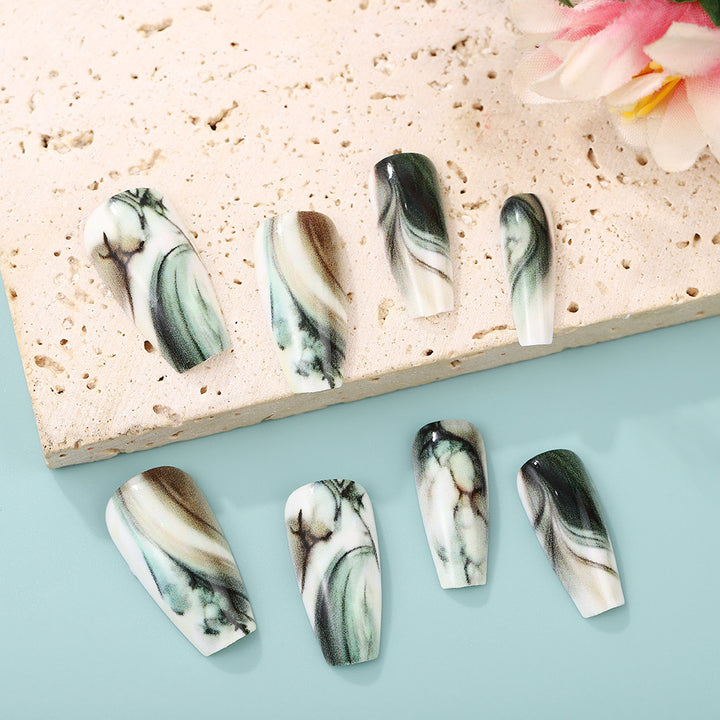 Artificial Nail Art Nails in elegant marble design Bowlift