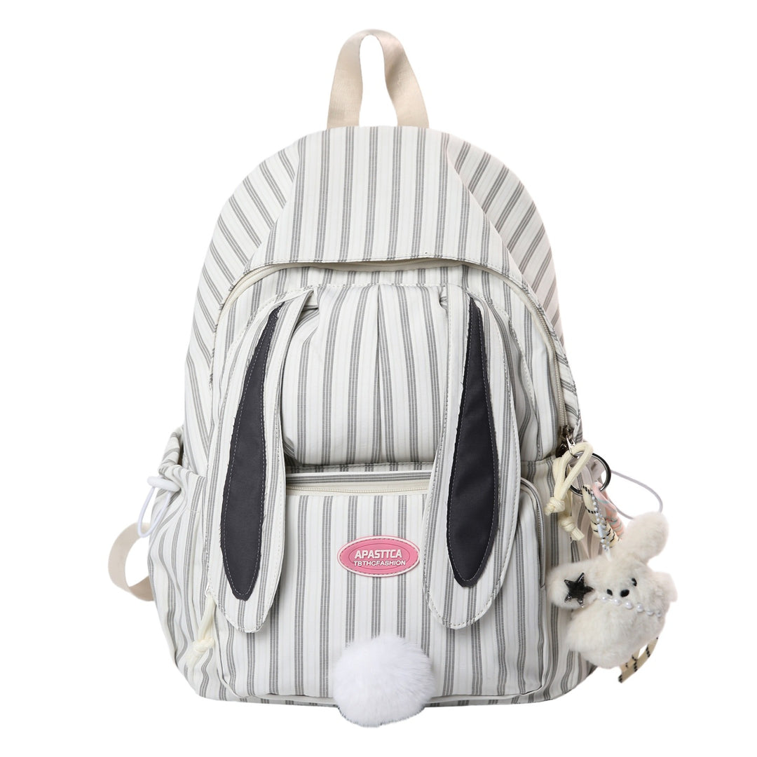 Cute Bunny Ears Striped School Backpack Bowlift