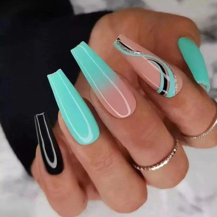 Artistic Gel Nail Extensions in Modern Design Bowlift