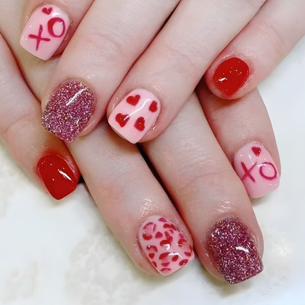 Artistic Heart-Embellished Nail Art Bowlift