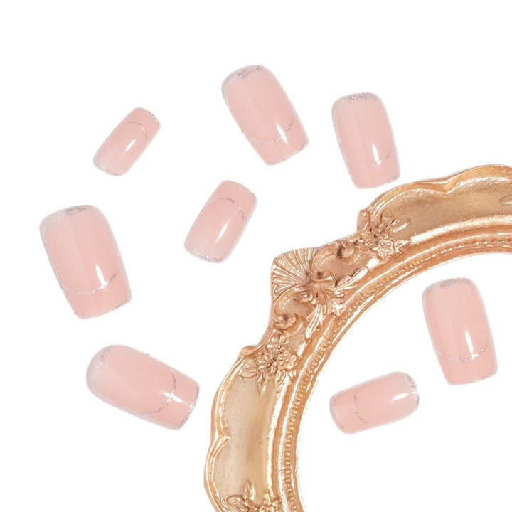 Glittering French Tip Press-On Nails Bowlift