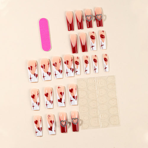 Heart-Design Acrylic Nail Art Extensions Bowlift