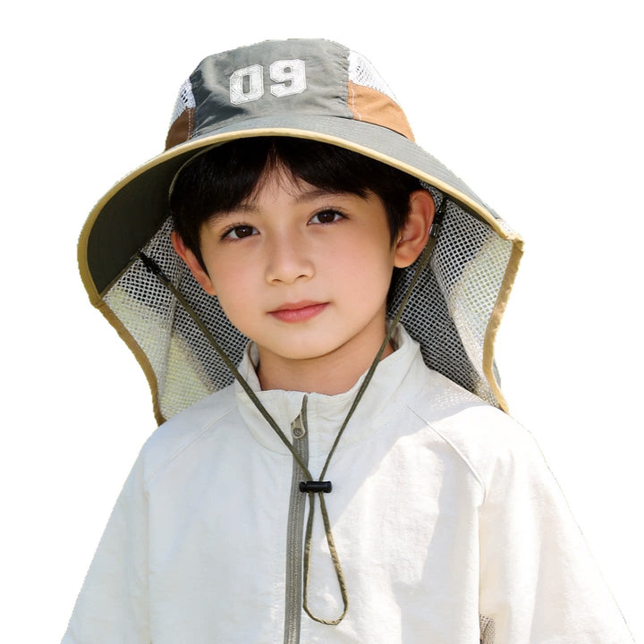 Kids' sun hat with breathable mesh neck protection and adjustable chin strap Bowlift